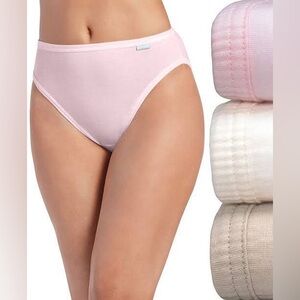 New 3 pair Jockey Elance S 5 cotton French cut panties pink ivory white package